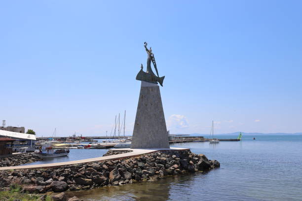 Statue of Saint Nicholas in Nesebar stock photo