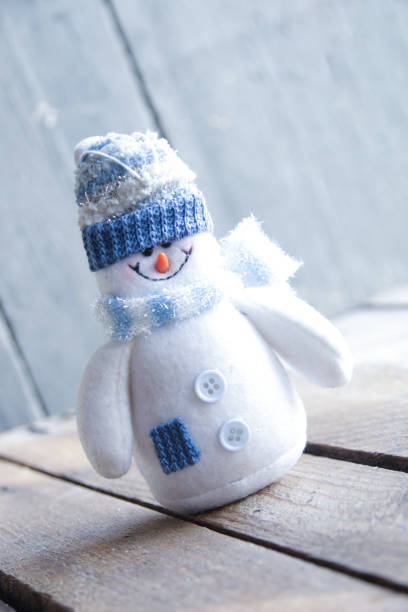 istock Friendly snowman on a vintage background. 1449359286