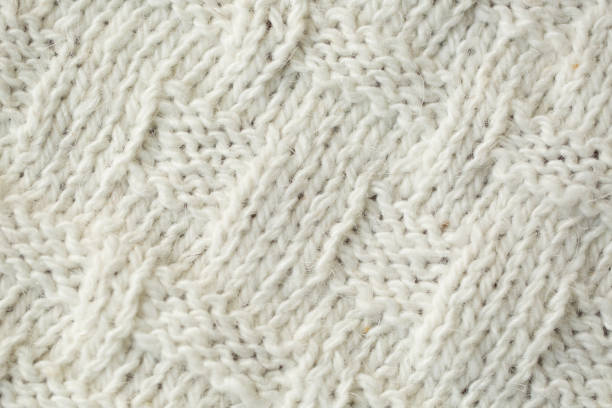 istock Knit texture of white wool knitted fabric with cable pattern as background 1449359776