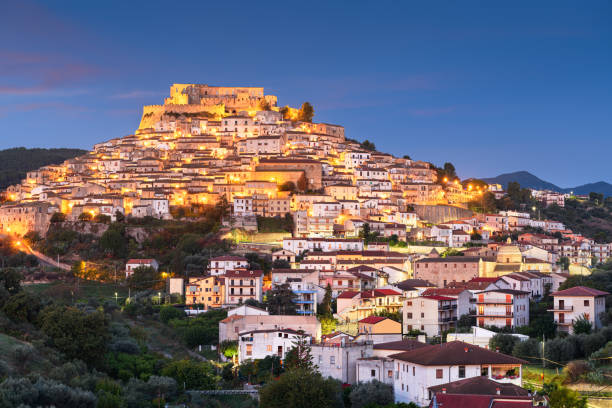 istock Rocca Imperiale, Italy Historic Town at Night 1449363441