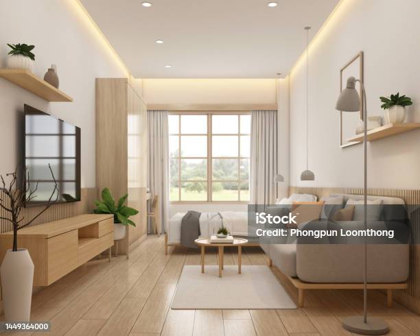 Minimalist Style Tiny Room Stock Photo - Download Image Now - Home Interior, House, Living Room