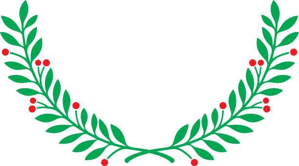 ilustrações de stock, clip art, desenhos animados e ícones de christmas holly wreath color. new year icon. - christmas holly frame ivy