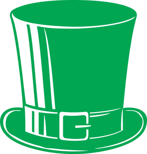 лепрекон зеленая верхняя шляпа. дизайн дня святого патрика. - buckle luck mystery concepts stock illustrations