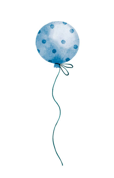 illustrazioni stock, clip art, cartoni animati e icone di tendenza di mongolfiera blu, illustrazione ad acquerello. - hot air balloon party carnival balloon
