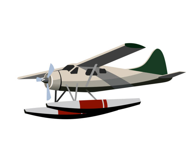 Biplane isolated. Flying plane 3d illustration. Vector. Biplane isolated. Flying plane 3d illustration. Vector. wright brothers stock illustrations