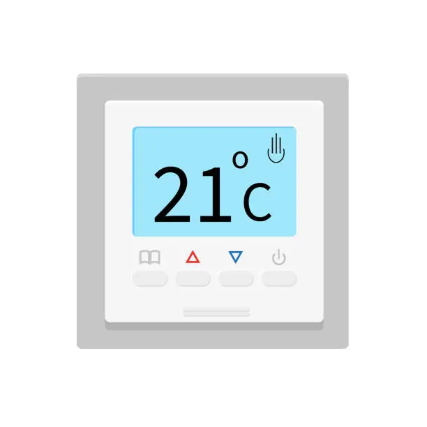 Vector illustration of Electronic thermostat with a screen for the indoor heating