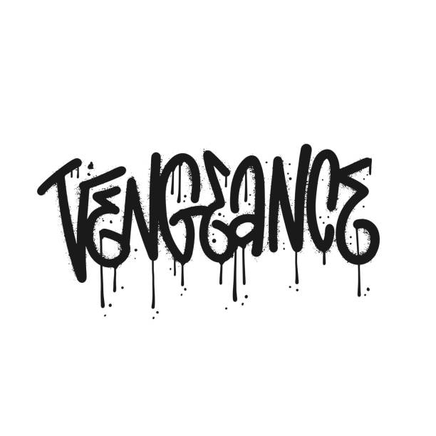 Vengeance - urban graffiti word sprayed in black over white. Vengeance - urban graffiti word sprayed in black over white. Textured hand drawn vector illustration. vendetta stock illustrations