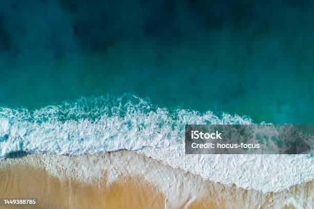 Aerial View Of Clear Turquoise Sea And Waves Stock Photo - Download Image Now - Sea, Wave - Water, Aerial View