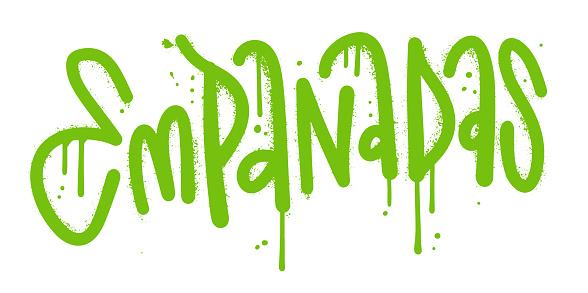 Empanadas - Hand drawn lettering word in urban street graffiti style. Vector textured hand drawn illustration. Mexican food typography. Fried pie Typical Latino America and spanish fast food