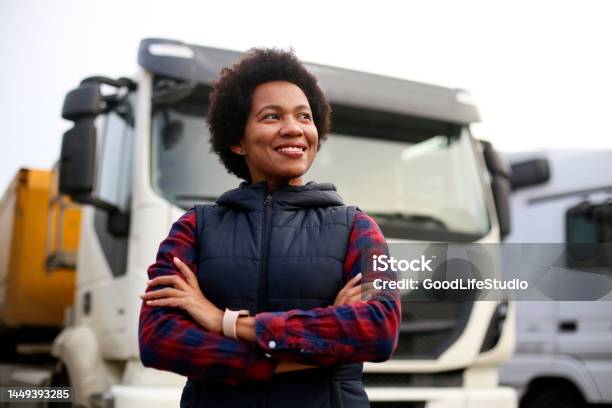 Smiling Truck Driver Stock Photo - Download Image Now - Truck Driver, Truck, Women
