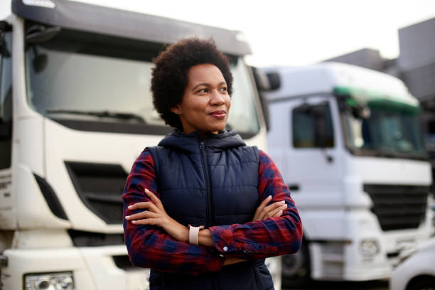 istock Female truck driver 1449393286