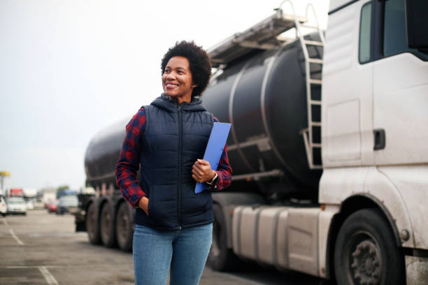 istock Female fuel truck driver 1449393339