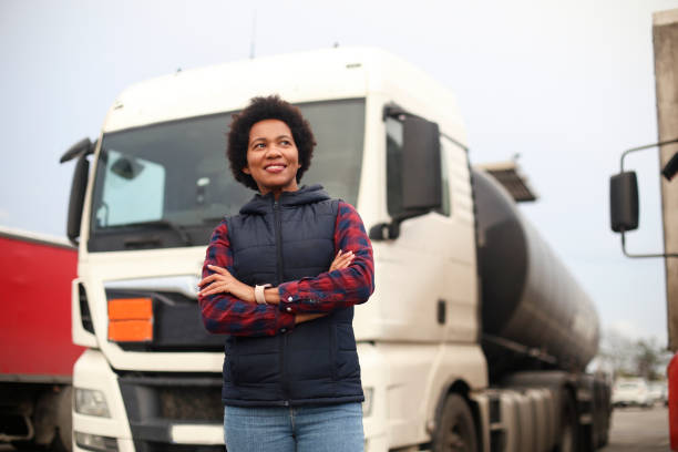 istock Female fuel truck driver 1449393475