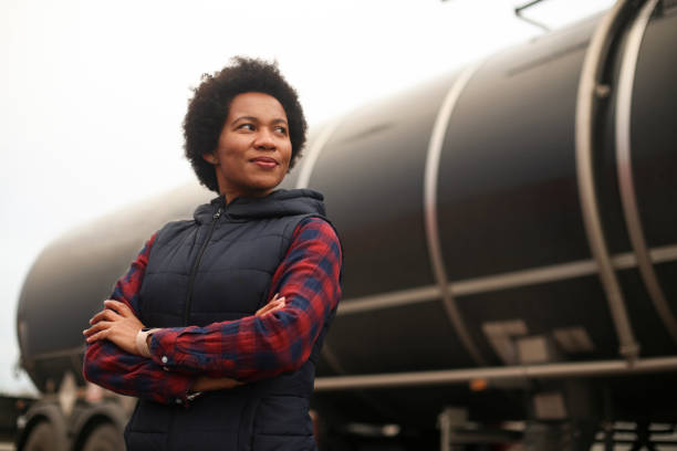 istock Female fuel truck driver 1449393502