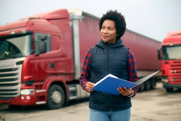 istock Female truck driver 1449393508