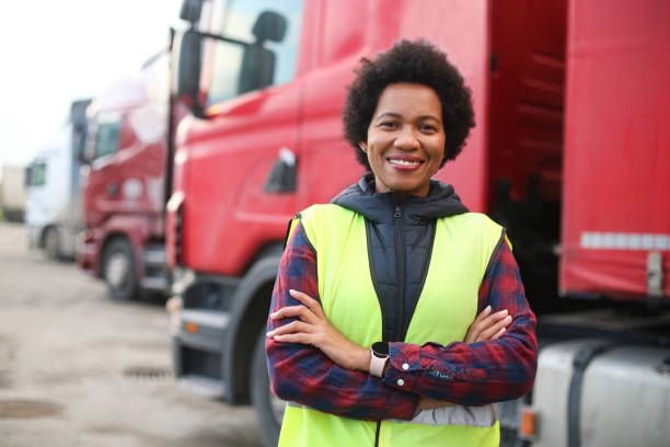 istock Truck driver in a reflective vest 1449393561