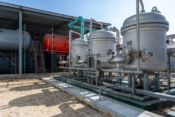 istock Equipment of chemical plant under construction 1449393810