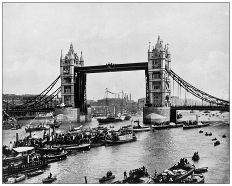 Antique photograph of London: Tower Bridge
