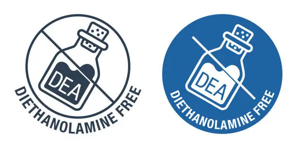 Vector illustration of Diethanolamine free stamp - possibly toxic effect