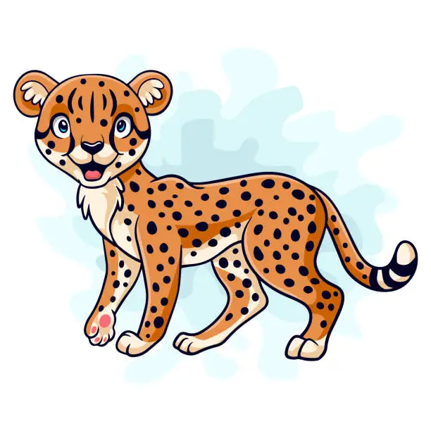 Vector illustration of Cartoon funny cheetah isolated on white background