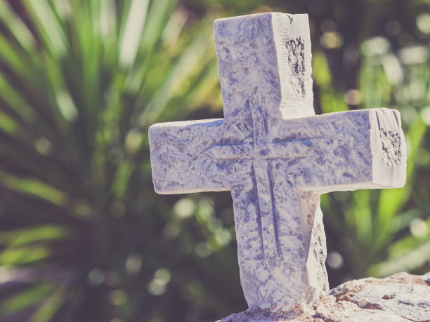 istock Greek stone cross on burial ground 1449405150