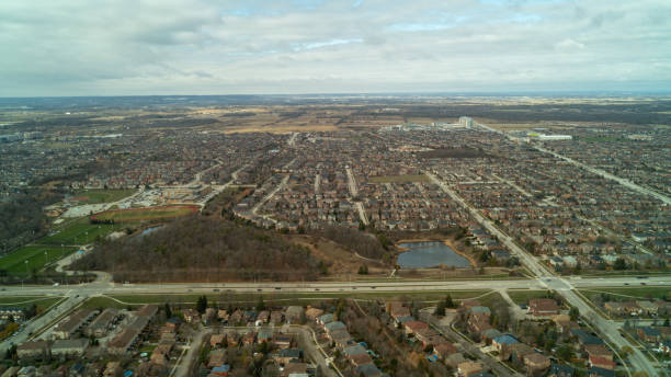 istock Suburban town from the air 1449410716