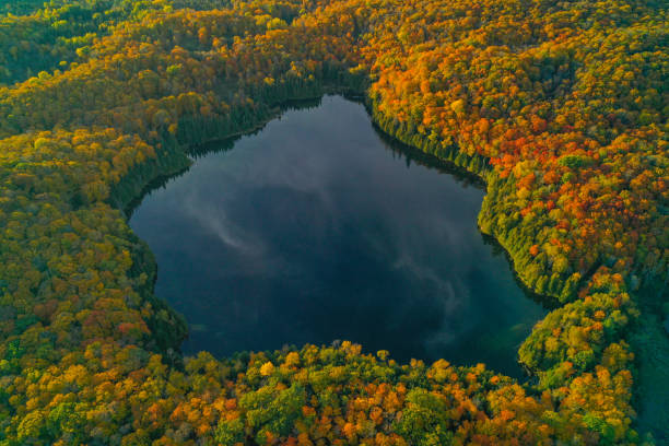 istock Days lake from the sky at sunset 1449414916