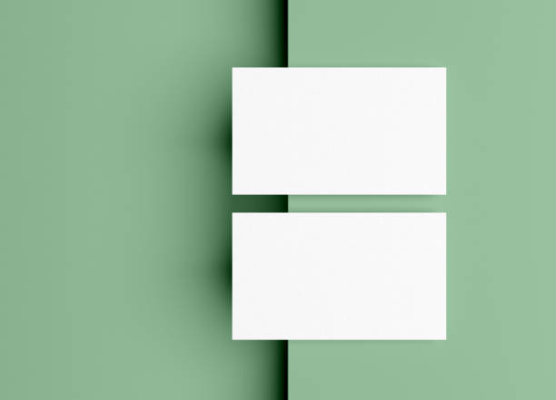 istock Two Blank business card template on Green podium 1449425401
