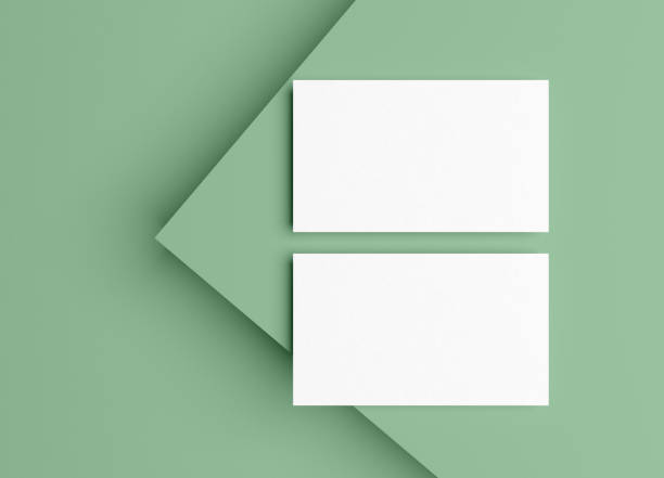 Two Blank business card template on Green podium