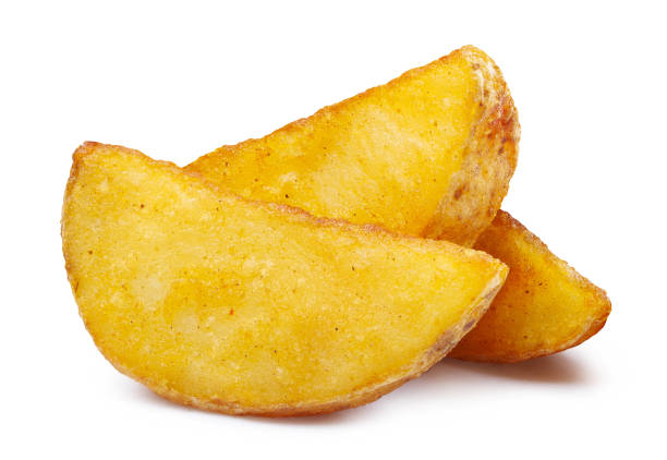 istock Baked or fried delicious potato wedges on white 1449427167