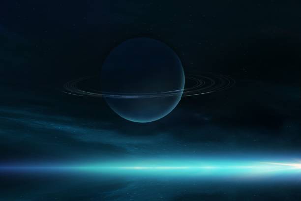 istock 3d Illustration Celestial digital art, Saturn planet with belt, stars and galaxies in outer space 1449432225