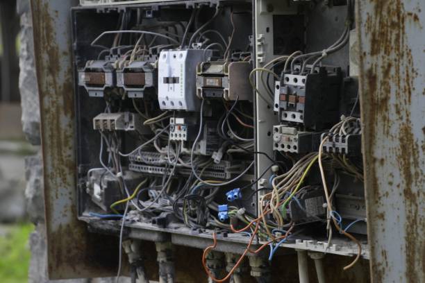 istock Closeup shot of messy electrical panel 1449432299