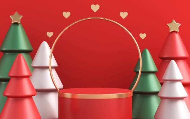 istock 3d render empty cylinder podium and minimal abstract background for Christmas - stock photo 1449437077