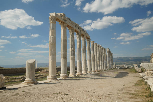 Columns in Laodicea on the Lycus Ancient City in Denizli City, Turkiye
