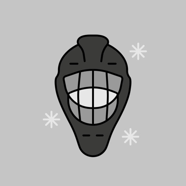 illustrations, cliparts, dessins animés et icônes de icône vectorielle du casque de gardien de but. signe d’hiver - hockey mask