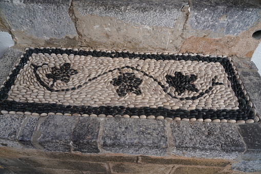 traditiona floor mosaic on the streets of rodos island, typical for dodecanes