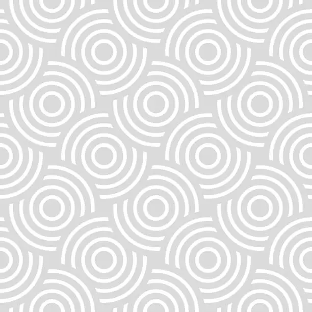 Vector illustration of Vector seamless pattern with concentric circles. Geometric abstract background.