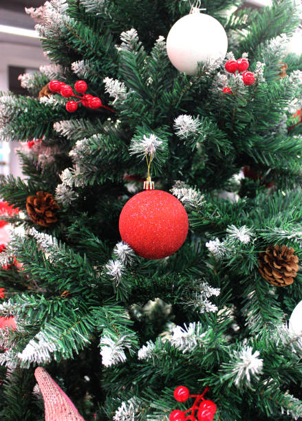 istock Christmas Decoration On Artificial Pine Tree Festive Background For Vertical Story 1449440793
