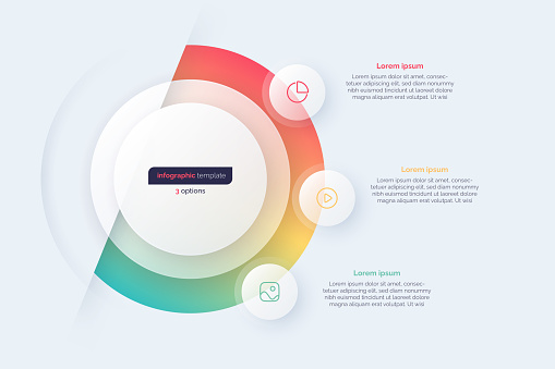 Three option circle infographic design template. Vector illustration.