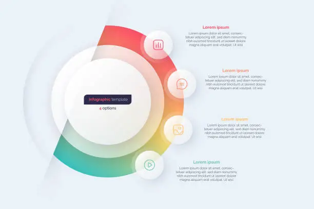 Vector illustration of Four option circle infographic design template. Vector illustration