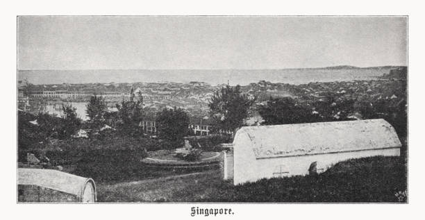 istock Historical view of Singapore, halftone print, published in 1899 1449449721