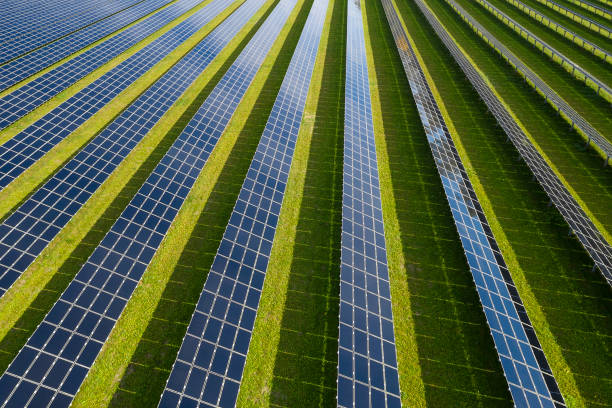 Solar Power Station, Aerial View stock photo