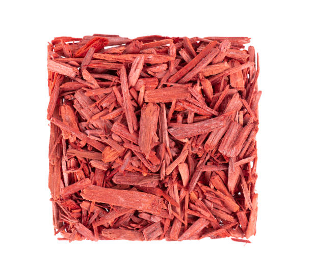 istock Red Sandalwood incense chips, isolated on white background. Sanderswood, rubywood or red saunders. Top view. 1449452017