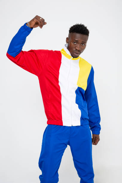 Black man wearing sportswear. Handsome and charismatic african descent man wearing sweatpants.