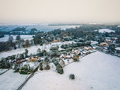 Drone view of England at winter
