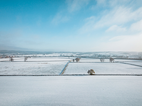 Aerial snow scenes in the England