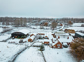 Aerial snow scenes in the England