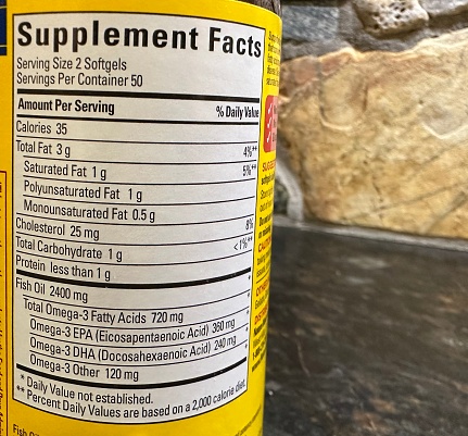 Nutrition Label of Fish Oil Supplements