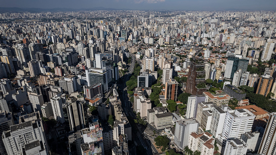 Aerial view of Avenida Paulista in the city of São Paulo