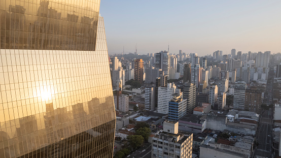 Aerial view of Faria Lima Avenue in Sao Paulo at dawn